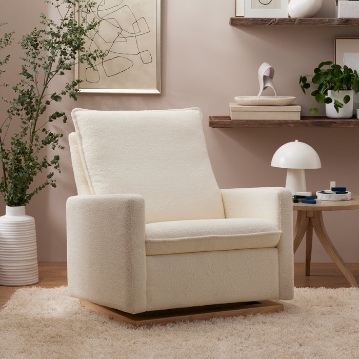 Babyletto Cali Pillowback Chair and a Half Glider in Chantilly Fleece w/ Light Wood Base