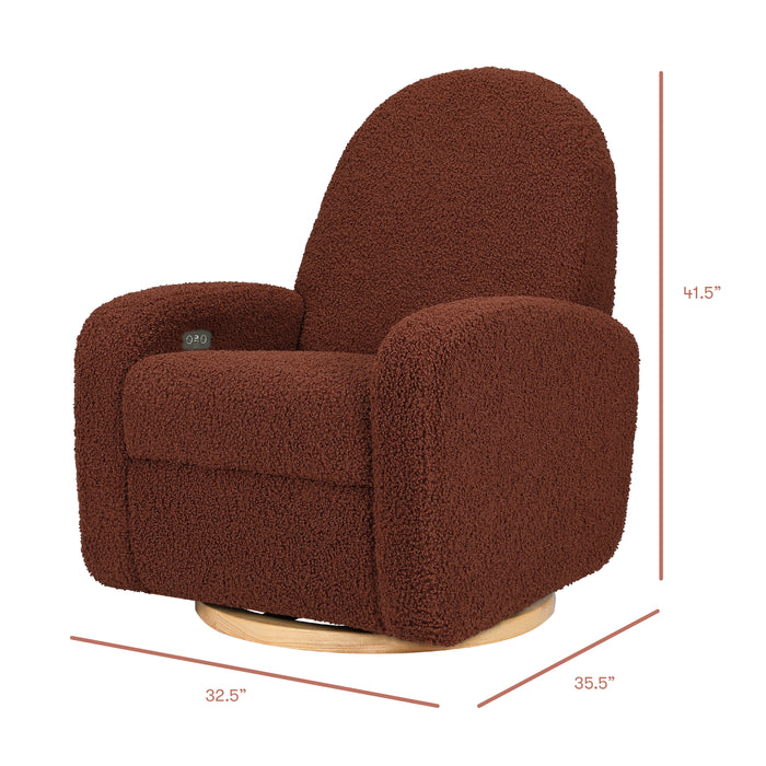 Babyletto Nami Electronic Recliner and Swivel Glider Recliner in Teddy Loop with USB port