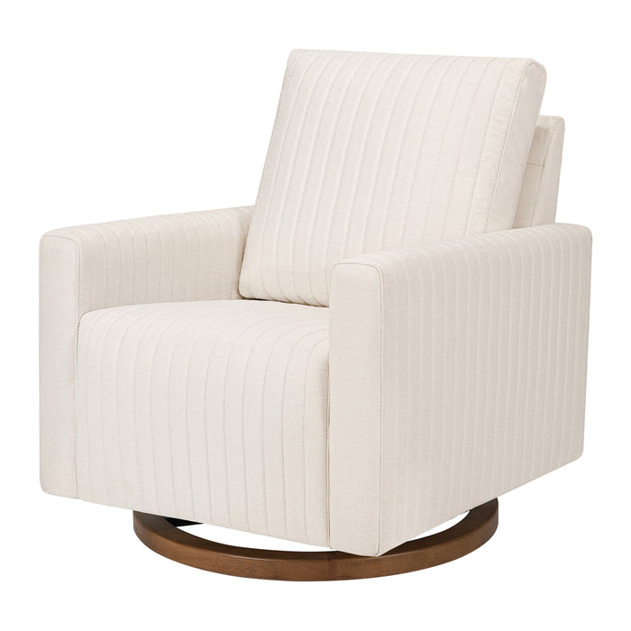 Babyletto Poe Channeled Swivel Glider in Eco-Performance Fabric | Water Repellent & Stain Resistant