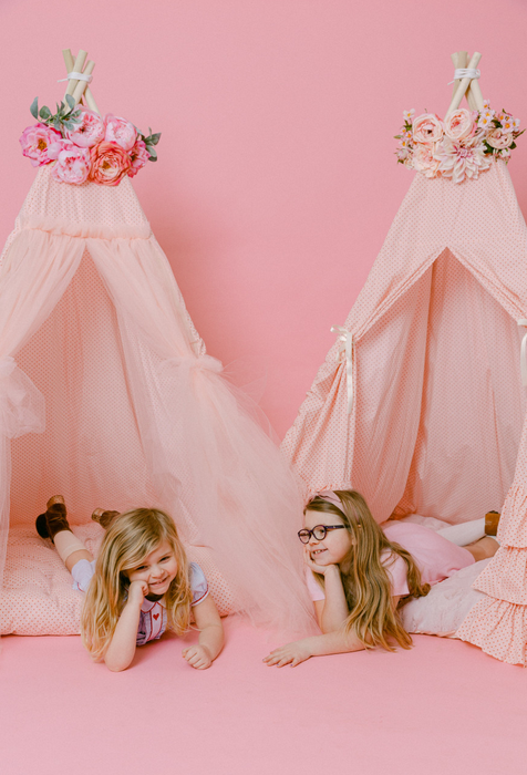 E & E Teepee: Pink DELUXE Floral Topper