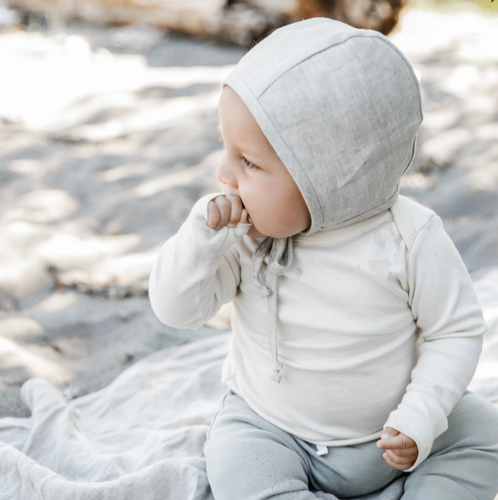 Briar Baby Sand Linen Handmade Bonnet