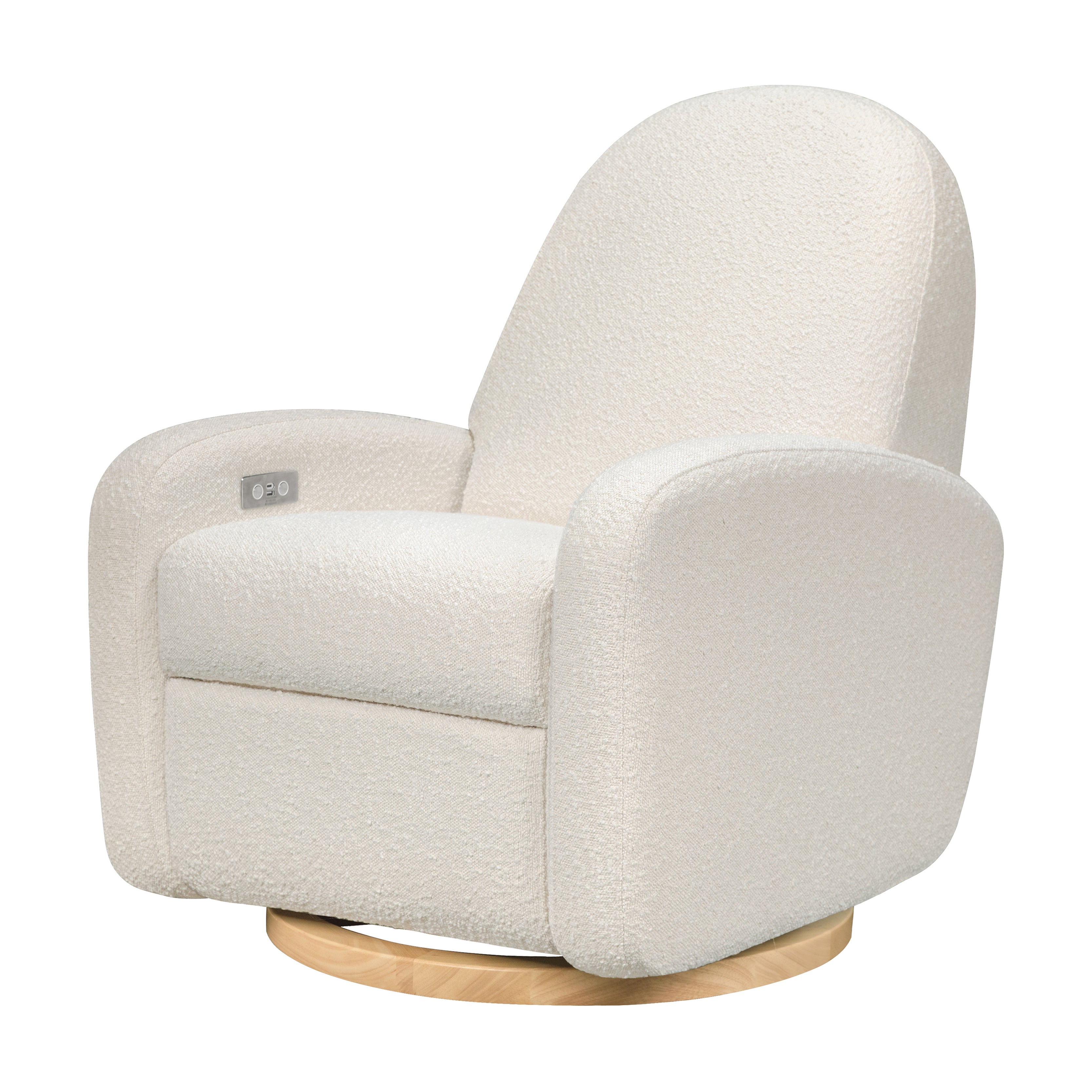 Babyletto Nami Electronic Recliner & Swivel Glider with USB Port | Boucle with Light Base