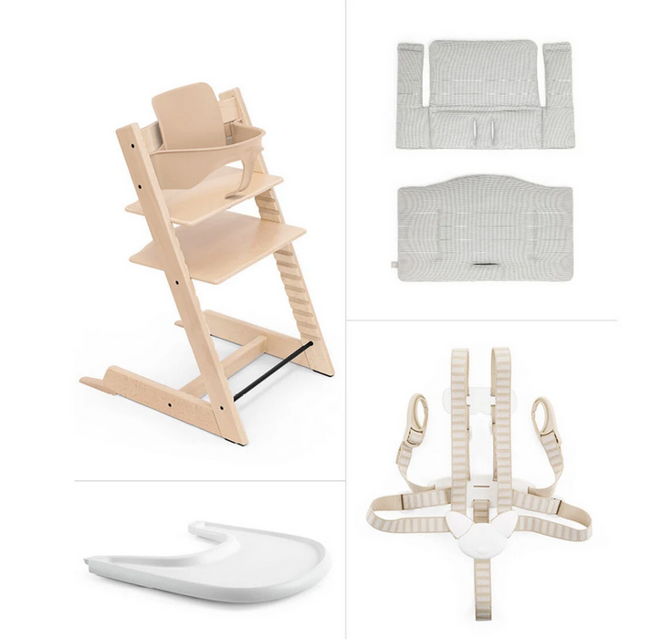 Stokke® Tripp Trapp® High Chair Complete- Natural with Icon Grey Cushion