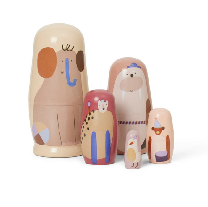 Ferm Living Kids Critter Nesting Dolls fawn forest