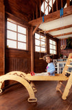 3-in-1 Montessori Climbing Set: Triangle Ladder + Wooden Arch + Slide Board – Beige