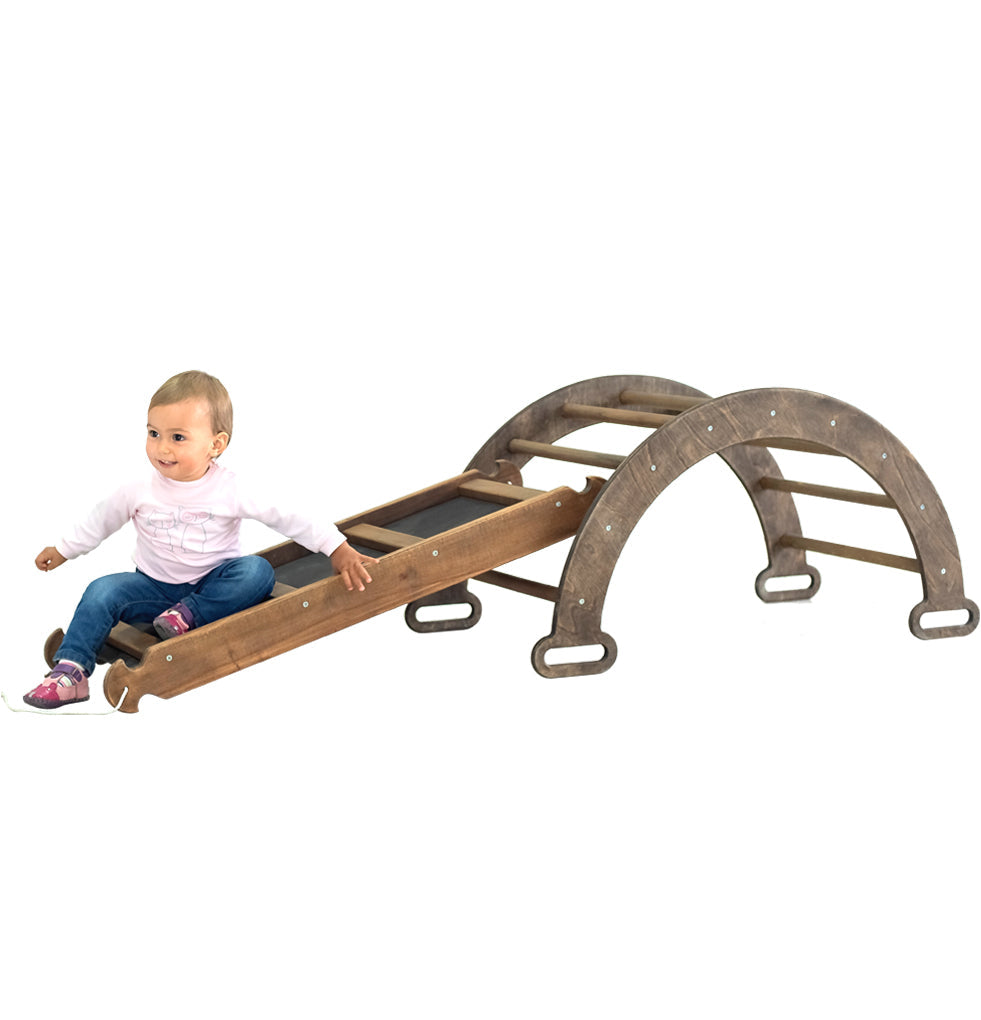 2-in-1 Montessori Arch Set: Climbing Arch/ Rocker Balance + Slide Board/ Climbing Ramp