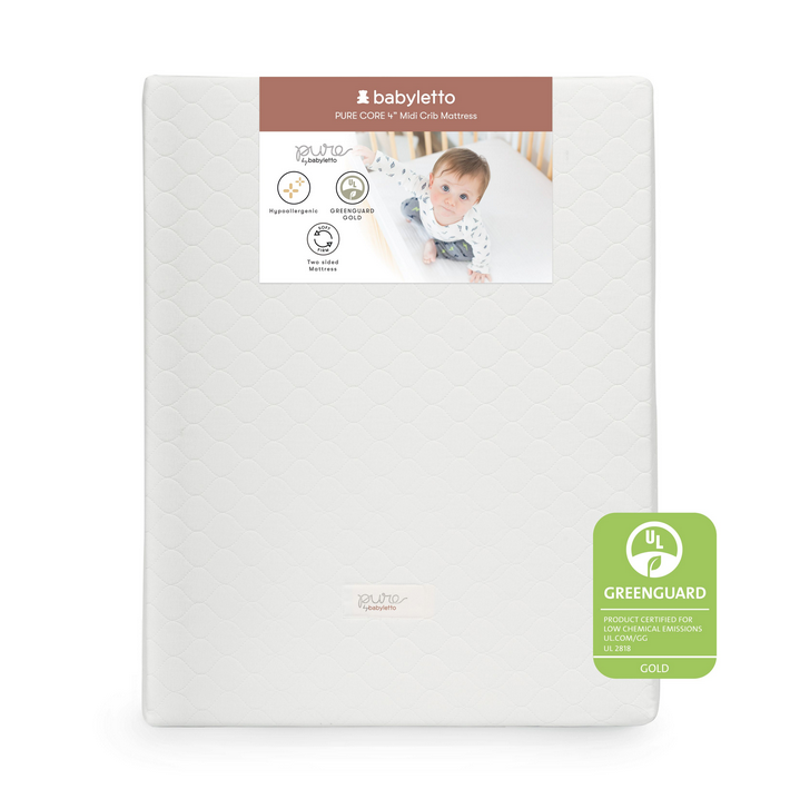 Babyletto Pure Core Midi Crib Mattress | Hybrid Quilted Waterproof Cover | Lightweight