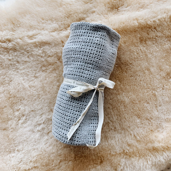 Natural Cotton Baby Blanket - Fog