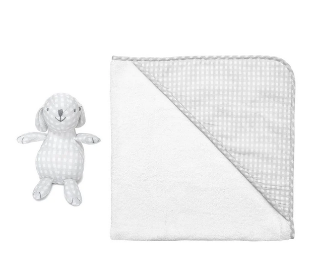 Louelle Hooded Towel and Bunny Gift Set