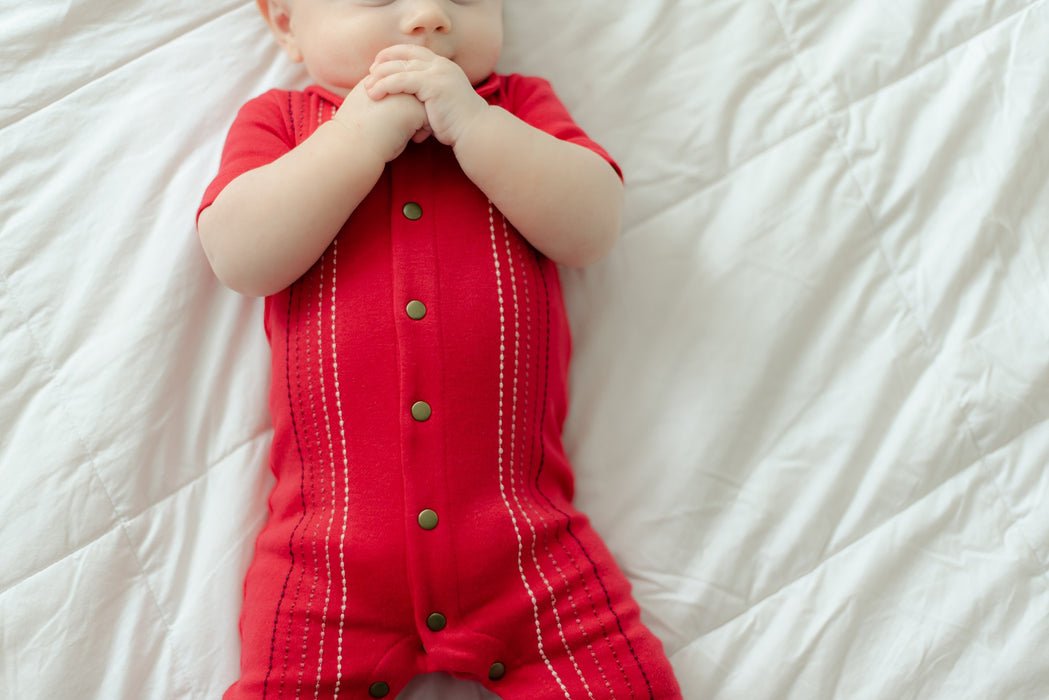 L'ovedbaby Embroidered Short-sleeve Romper