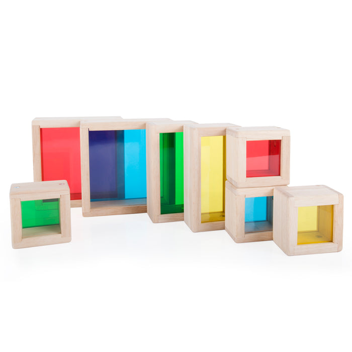 Wooden Rainbow Stacking Blocks Sensory Treasure Blocks Colorful