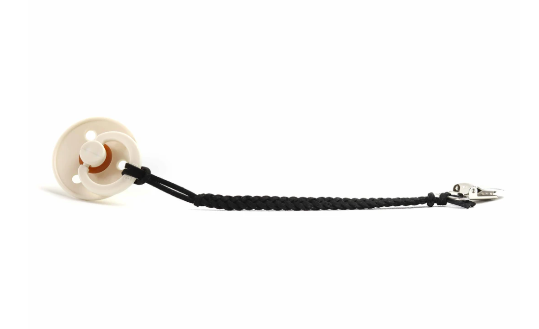 Madeline's Box Leather Suede Braided Pacifier Clip