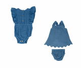 L'ovedbaby Muslin Ruffle Bodysuit & Tunic Top/ Bloomer Set: 12-18m