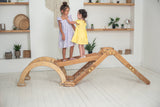 3-in-1 Montessori Climbing Snake Set: Snake Ladder + Slide/Ramp + Arch Climber – Beige