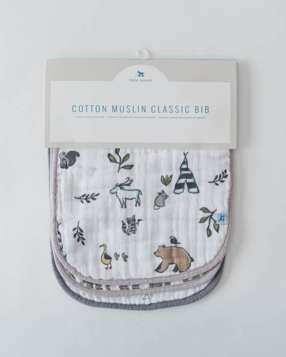 Little Unicorn Cotton Muslin Classic Bib 3 Pack - Forest Friends